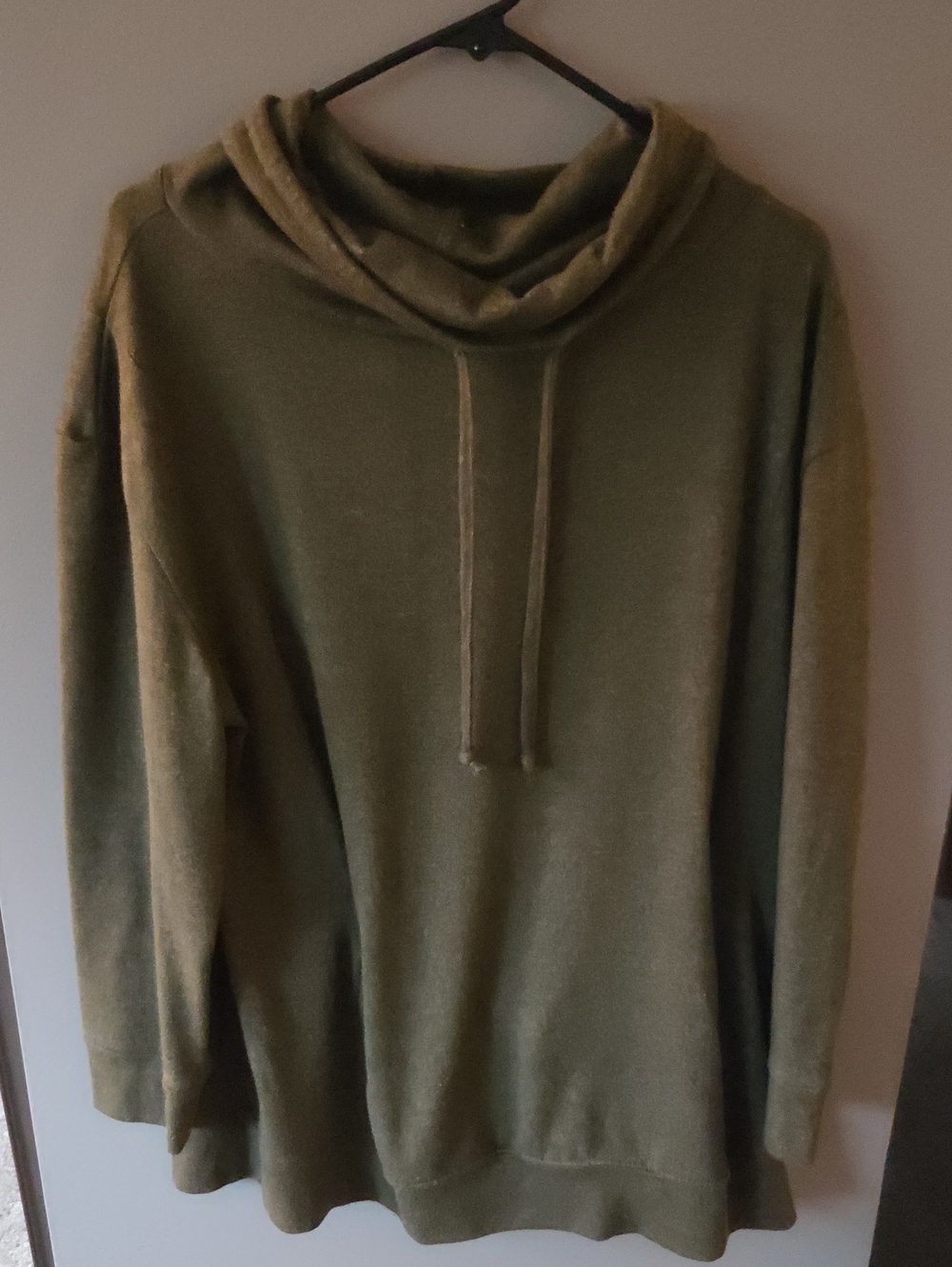 Curfew Olive Green Cowl Neck Drawstring Sweater